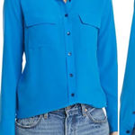 Equipment  100% Silk Button Up Blouse in Electric Blue Size S Photo 0