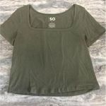SO  Women's Square Neck Blouse Green Short Sleeve Size M Casual Photo 0