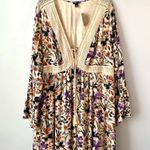 Torrid  Gauze Lace Up Skater Mini Dress Floral Ivory 3X Photo 3