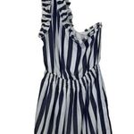 Entro Blue Mini Dress Women's Size L One Shoulder Ruffled Striped NEW Photo 0