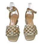 Paloma Barcelo Espadrille Sandals Gold Raffia Heel Women’s Size 37 Woven Leather Tan Photo 2