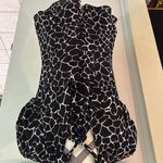 White House | Black Market Black and White Tie Front Cap Sleeve Blouse Photo 0