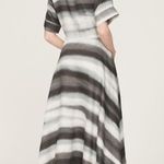 Officine Générale Nadia Gray Striped Linen Short Sleeve Button Front Shirt Dress Size L Photo 2