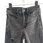 American Eagle Black Destroyed Shark Bite Trim Skinny Denim Jeans Women Sz 00 Photo 2