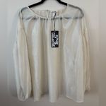 Future Collective Sheer Balloon Long Sleeve Blouse NWT Size 3X Cream Color Photo 4