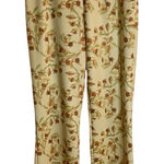 Cider Yellow Pants with Green & Brown Floral Print Size Medium Photo 0