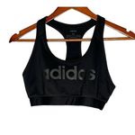 Adidas  Black Logo CLIMALITE Racerback Sports Bra spell out athletic size medium Photo 0
