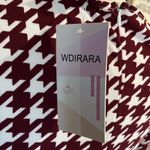 Houndstooth  Dress Long Sleeve Mid Calf Crimson Red Womens Medium New Photo 4