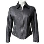 CAbi Black Leather Jacket With Contrast Top Stitching (runs very small) Photo 0