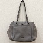 Coach 20165 Turnlock Edie Carryall Gray Pebbled Leather & Suede Shoulder Bag Photo 2