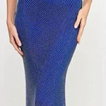 B Darlin Halter Dress Size 5/6 Juniors Embellished Blue Maxi Gown NEW Photo 0