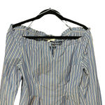 Tibi  Striped Garcon Poplin Off Shoulder Top Blue‎ & Red Size 2 Photo 3