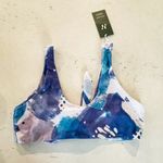 Halara  Watercolour Print Lace Up Bikini Top Purple Blue NWT XL Photo 4