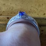 Natural Tanzanite White Diamond Sterling Silver Art Deco Ring Size 9 Purple Photo 1
