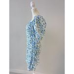 ASOS DESIGN long ruched sleeve mini dress in blue floral print size US 6 Photo 3