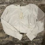 NWT Milanpavilion White Crop Zip Up Hoodie Size Medium Photo 0