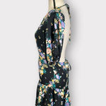 O'Neill  Black Floral Alta Ruffle-Hem Mini Dress Junior's Small Puff-Sleeve Photo 3