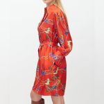 Sandro red silk cowboy boot western style long sleeve dress Size 4 Photo 14