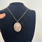 None Sterling silver and carved abalone shell Virgin Mary necklace or brooch pin Photo 1