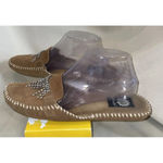 Yellow Box  Women’s 9M Hubba Brown Leather‎ Moccasin Style Flats Rhinestones FLAW Photo 5