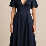 Galina Signature Navy Blue Satin Gown Size 8 Photo 0