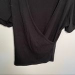 Caution to the Wind  Faux Wrap Crop Top Black Ribbed Photo 2
