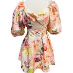 ASOS LUXE printed twisted front puff sleeve skater L dress in floral Size 12 NWT Pink Photo 3