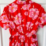 Old Navy Red Pink Floral Cutout Midi Shirt Dress Size S Photo 8