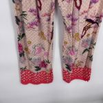 World Market Lounge Pants Womens S/M Tan Pink Coquette Romantic Tropical Floral Size M Photo 7