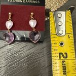 Gold and lavender Heart Drop Earrings NWT Photo 2