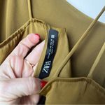 ZARA Gold Satin & Black Lace Asymmetric Midi Slip Dress XS Photo 9