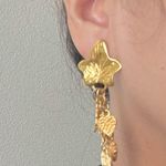 Vintage 80s CASUAL CORNER Goldtone Autumn Fall Leaves Acorns Dangle Earrings 25g Gold Photo 2
