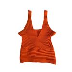 Ribbed Knit Crop Top Tangerine Orange Sleeveless V‎ Neck Cami Tank Photo 1