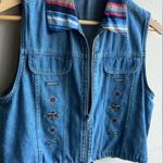 Vintage Chambray embroidered striped zipper vest Size undefined Photo 1