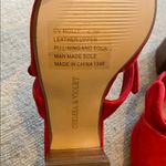 Chelsea and Violet  Molly Leather Suede Bow Knotted Mules Holiday 6.5 Postbox Red Photo 7