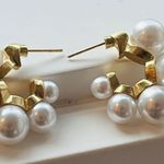 Anthropologie Lake Life 14K Gold  Pearl Hoops Photo 3