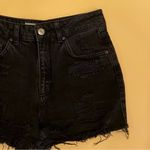 Topshop 🛍️ Moto Mom Black High Waisted Distressed Cut Off Jean Denim Short 2 Photo 2