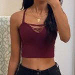 Xhilaration Burgundy Cropped Top / Bralette Photo 0