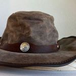 Vintage 90s Brown Suede Genuine Leather Bendable Nickel Western USA Hat Size XL Photo 0
