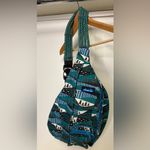 KAVU  Teal Patterned Rope Bag excellent condition Photo 2