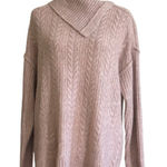 Verve Ami Sweater Pink Split Shawl Cowl Neck Soft Cable Knit Tunic Size XL NEW Photo 0