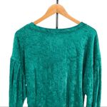 We The Free Milan Top Teal Crushed Velvet Sweatshirt Sweater Long Sleeves Photo 6
