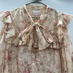 Selkie The Renaissance Girl Elizabeth Long Sleeve Ruffle Tie‎ Neck Top Sz 4X NEW Pink Photo 3