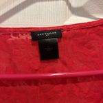 Ann Taylor Women's Size Large Raspberry Red Pink Burn Out Short Sleeve Top Photo 1