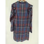 Cloth & Stone  Plaid Ruffle Shoulder Button Front Shirt Dress Blue Red  Small Photo 2
