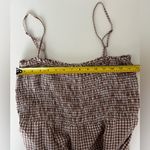 House of Harlow 1960 Women brown Gingham Smocked Jumpsuit Linen Blend wide leg M Photo 5