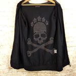 Bad Spirit Massimo Sabbadin Skull Hoodie Womens L Black Crossbones Sequins Italy Size L Photo 12