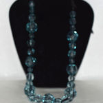 Source Unknown Voguish Large Blue Beveled Sparkle Beads Black Satin Ribbon  48+" Boho Necklace Photo 0