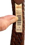 Talbots brown genuine leather braided adjustable belt brass buckle women's M Photo 6