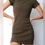 Brandy Melville olive green mini ribbed minimalist fitted bodycon t-shirt dress Photo 0